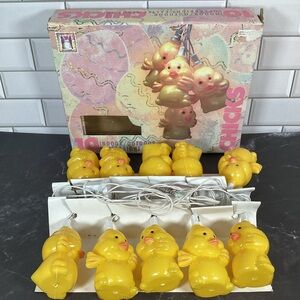 1996 Vtg Easter String Lights Chicks Hard Plastic - Tested Indoor/Outdoor